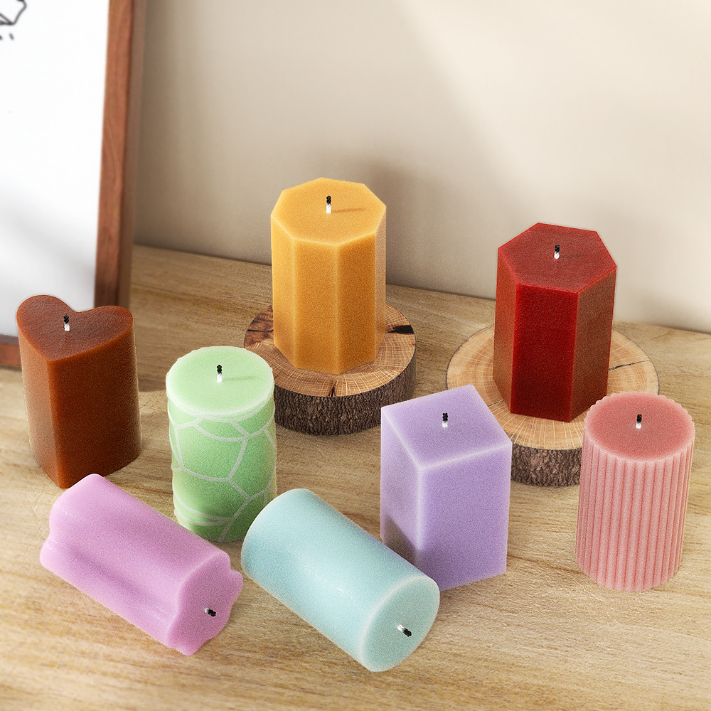 Soap Making Gifts - 幾何学コラムシリコンモールドキャンドルクラックストライプシリンダー石膏作成ツール正方形柱樹脂金型 DIY 誕生日プレゼント