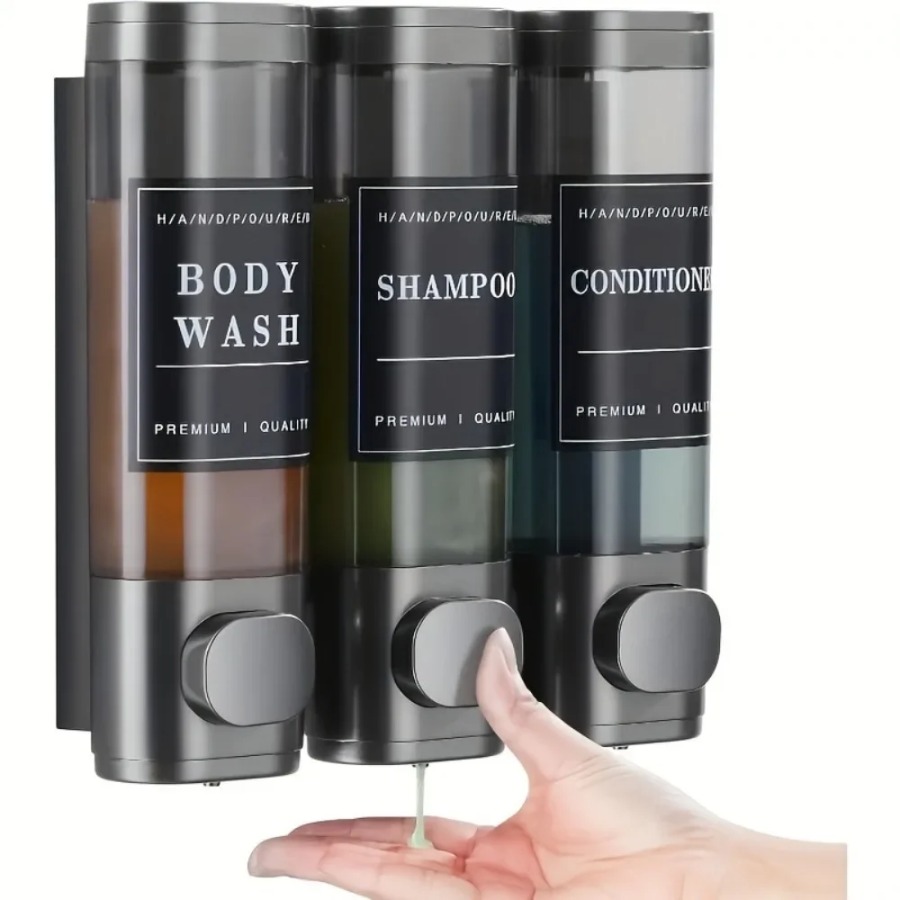 Soap Making Diy Kit - 壁掛け式トリプルシャンプーコンディショナーソープディスペンサーセット 300ml ABS素材 シャワージェルディスペンサー 穴あけ不要 浴室