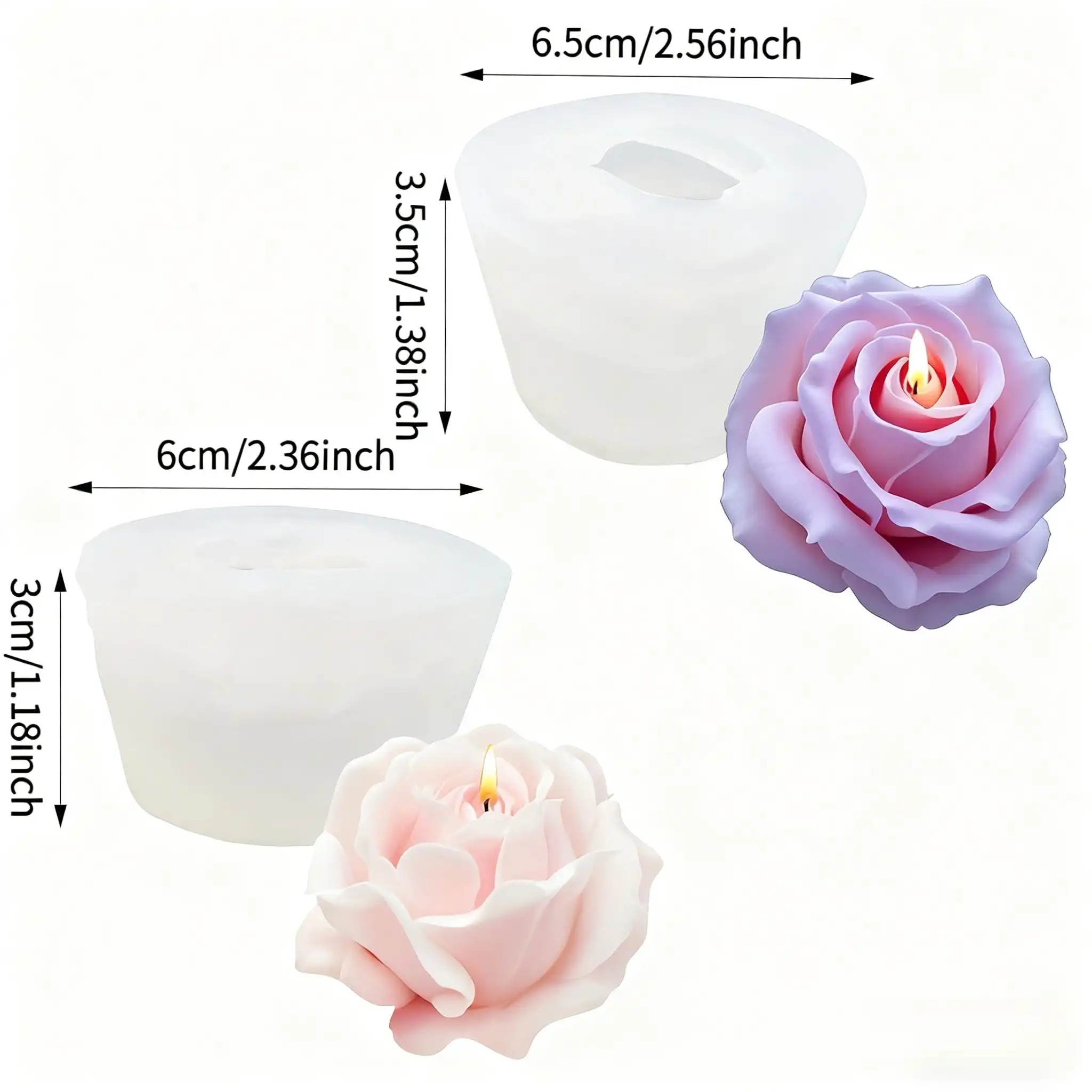2個のロマンチックな3Dローズシリコンキャンドル型 - 再利 - Soap Making Gifts のレビューと価格