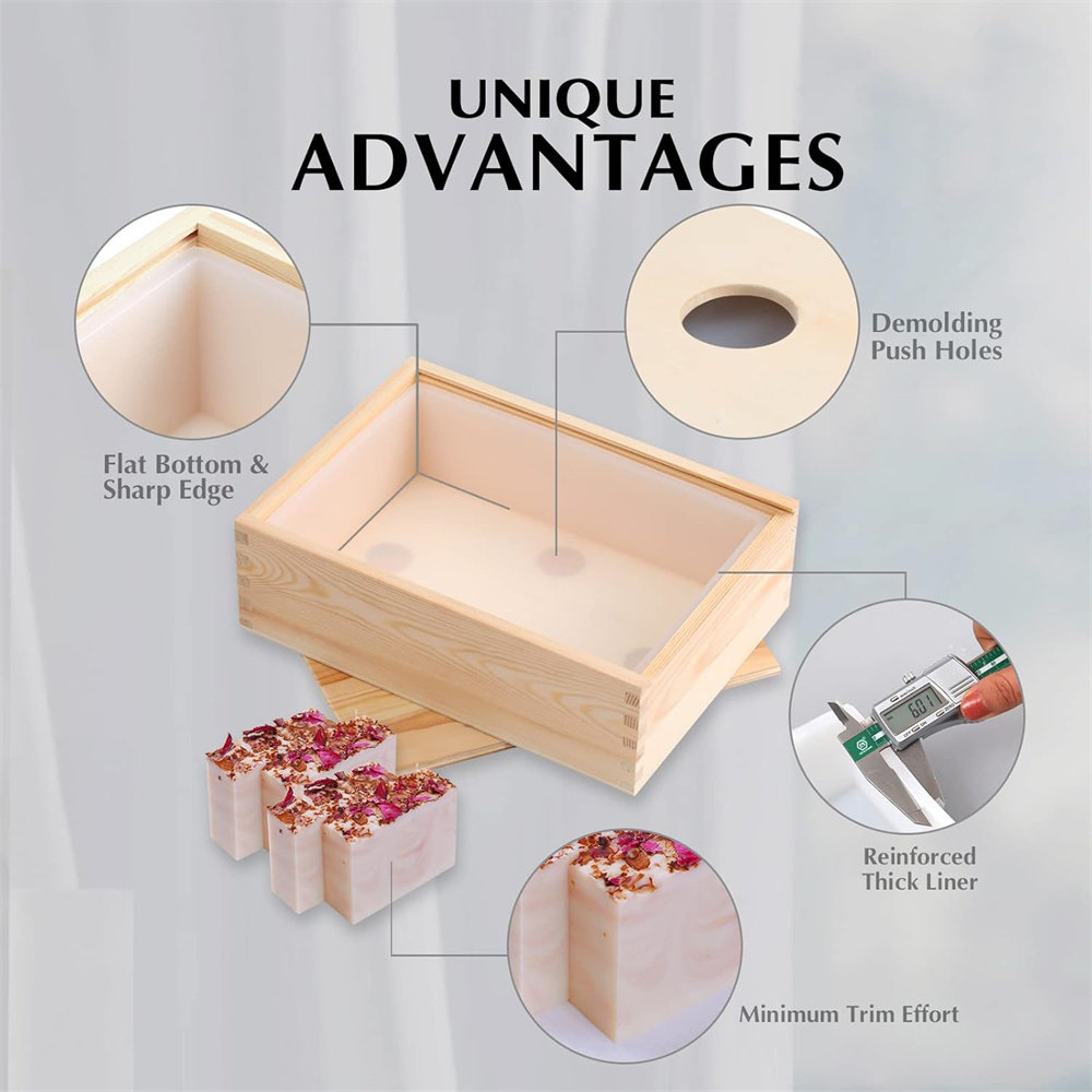 大型石鹸型長方形シリコンライナーモールド木箱と蓋付き DIY - Soap Making Kit For Beginners のレビューと価格