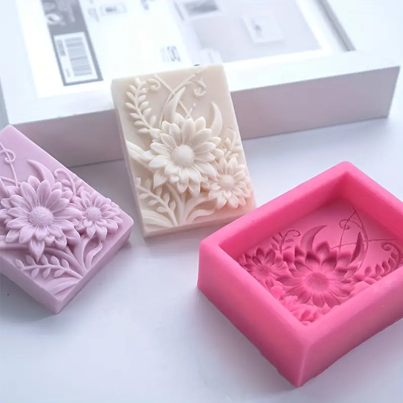 3D フラワースクエア石鹸シリコーン型長方形手作り香りキャン - Soap Making Kit For Beginners のレビューと価格