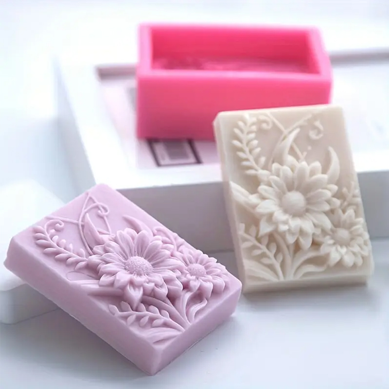 3D フラワースクエア石鹸シリコーン型長方形手作り香りキャン - Soap Making Kit For Beginners のレビューと価格