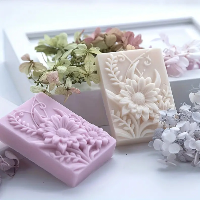 3D フラワースクエア石鹸シリコーン型長方形手作り香りキャン - Soap Making Kit For Beginners のレビューと価格