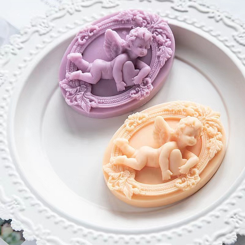 3D エンジェルキッズ形のシリコーン石鹸型手作り楕円形石膏石 - Soap Making Gifts のレビューと価格