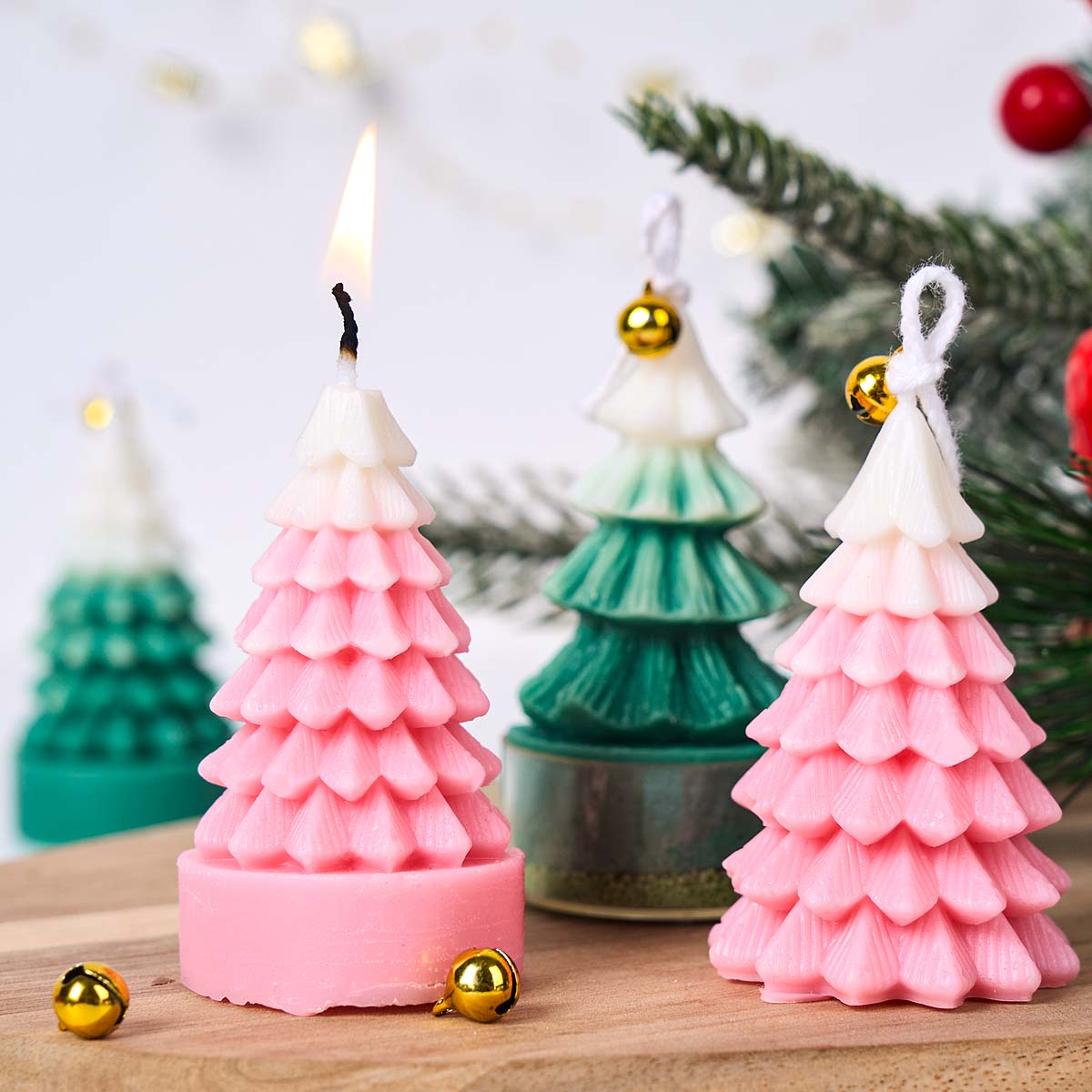 3D クリスマスツリーシリコーンキャンドルモールド DIY  - Soap Making Gifts のレビューと価格